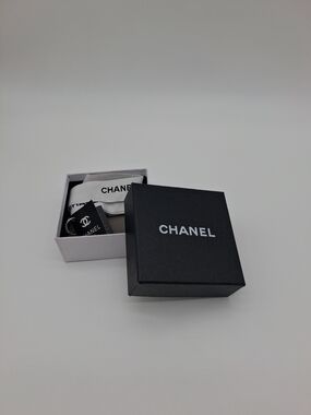 CHANEL Black Jewelry Paddes Gift Box White Interior Ribbon Care Tags Packaging